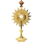 H-210S Traditional Monstrance with Glass Enclosed Luna, Silver Accents