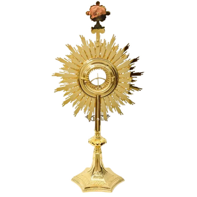 H-210S Traditional Monstrance with Glass Enclosed Luna, Silver Accents