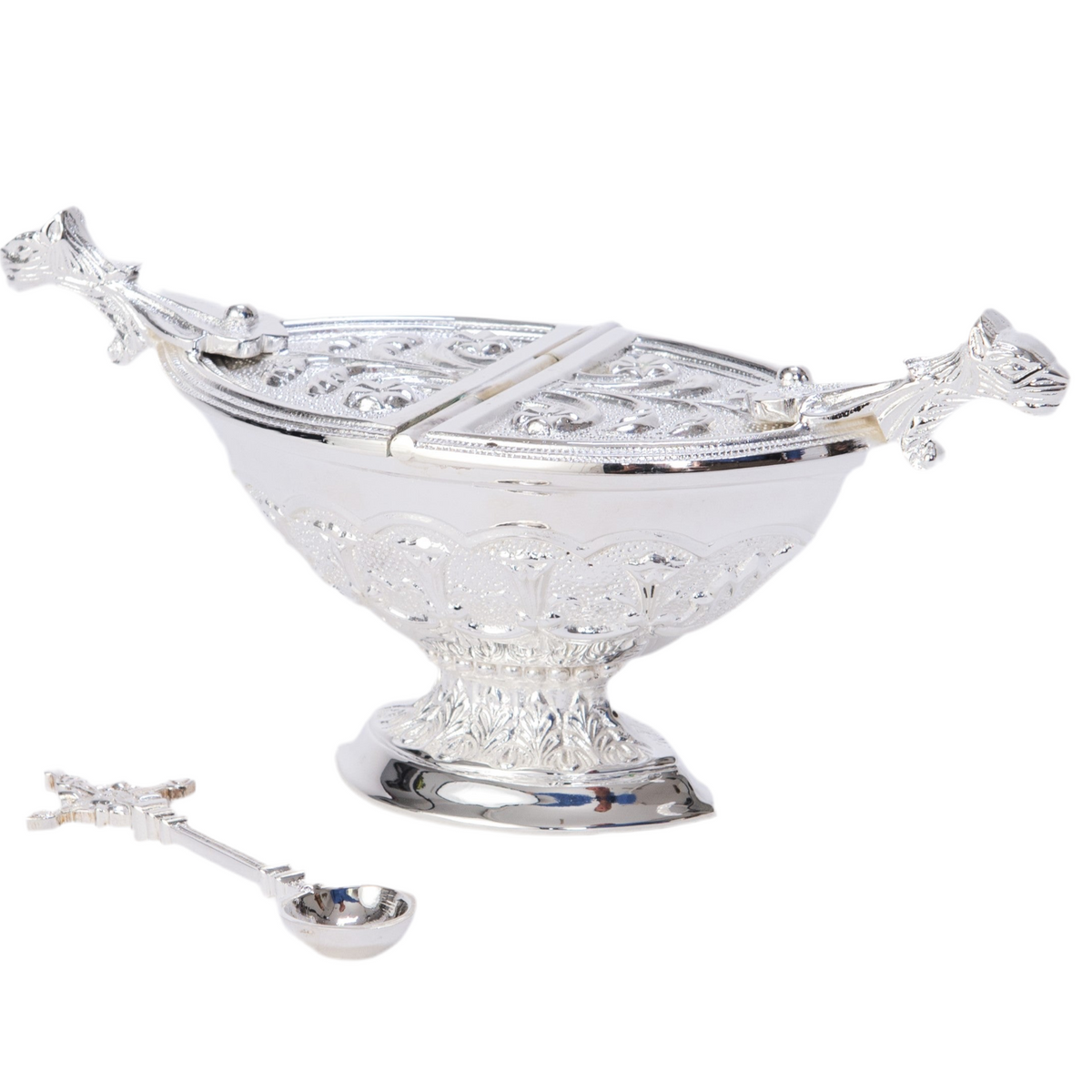H-69S Silver Plated Incense Boat & Spoon