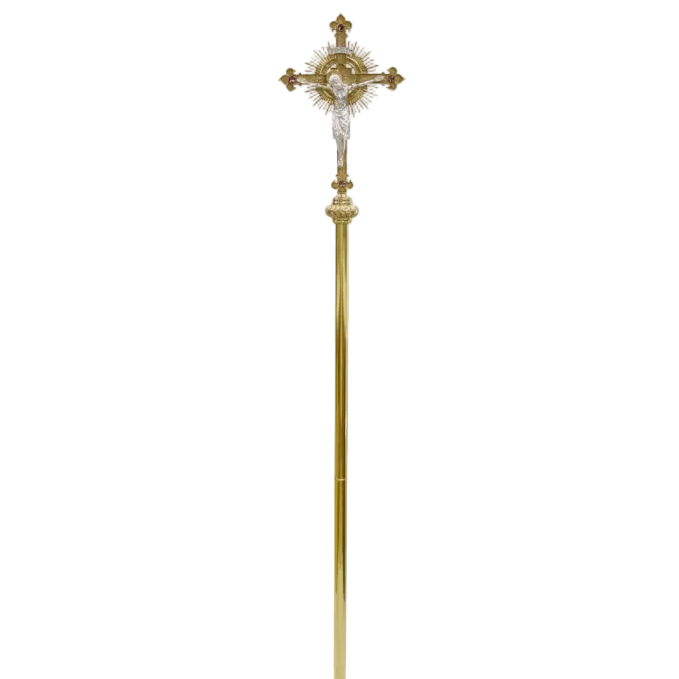 H-332PCST Processional Crucifix with Stones