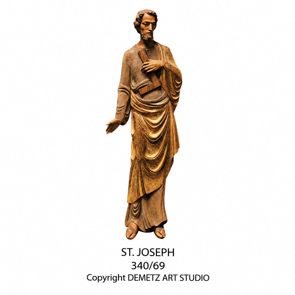 Wood Carved St. Joseph - 3/4 Relief by Demetz (340/69)