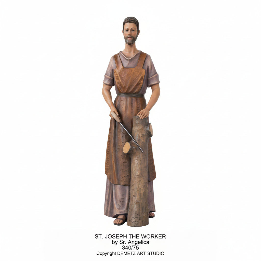 Wood Carved Statue of St. Joseph The Worker by Demetz (340/75)
