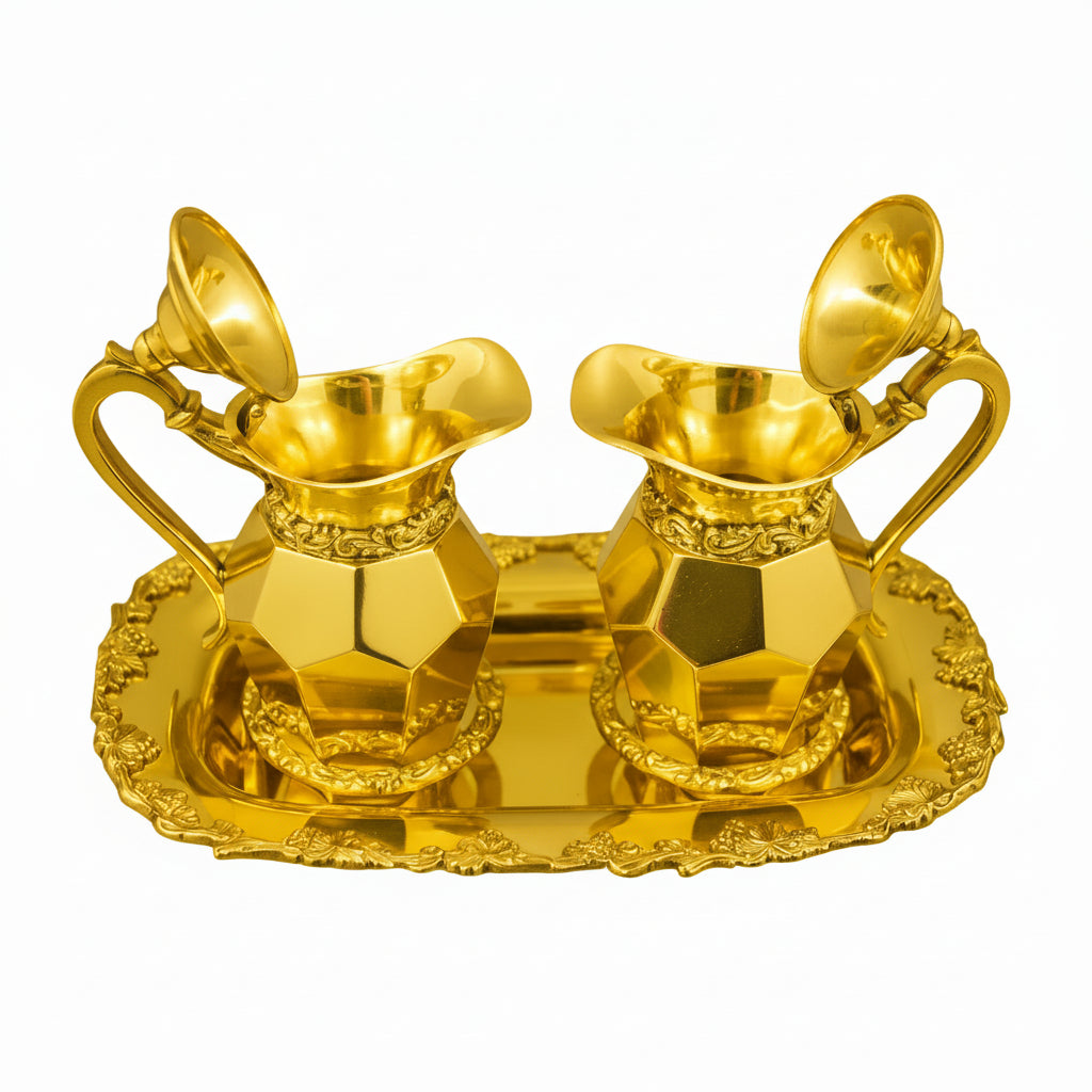H-358G Gold Plated Cruet Set with Tray