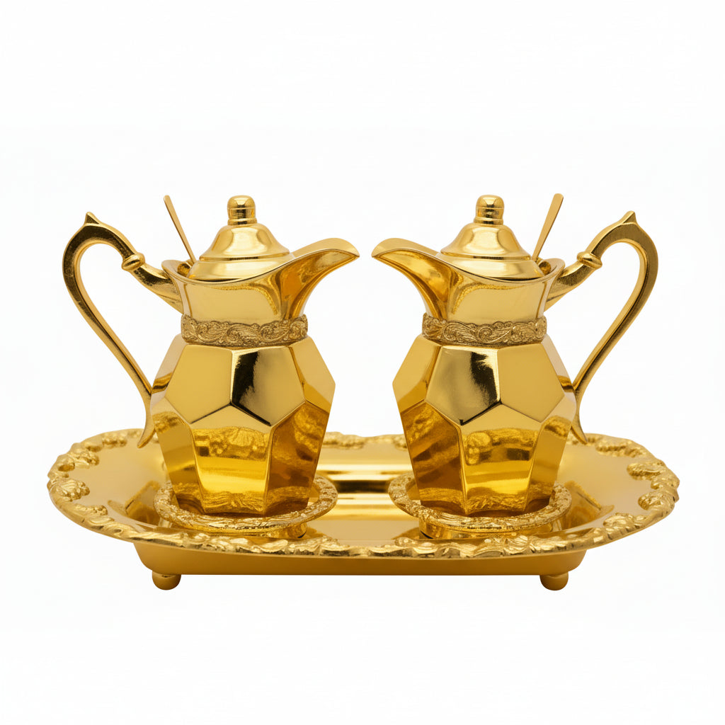 H-358G Gold Plated Cruet Set with Tray