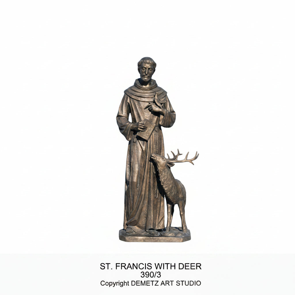 Bronze Statue of St. Francis of Assisi with Deer by Demetz (390/3)