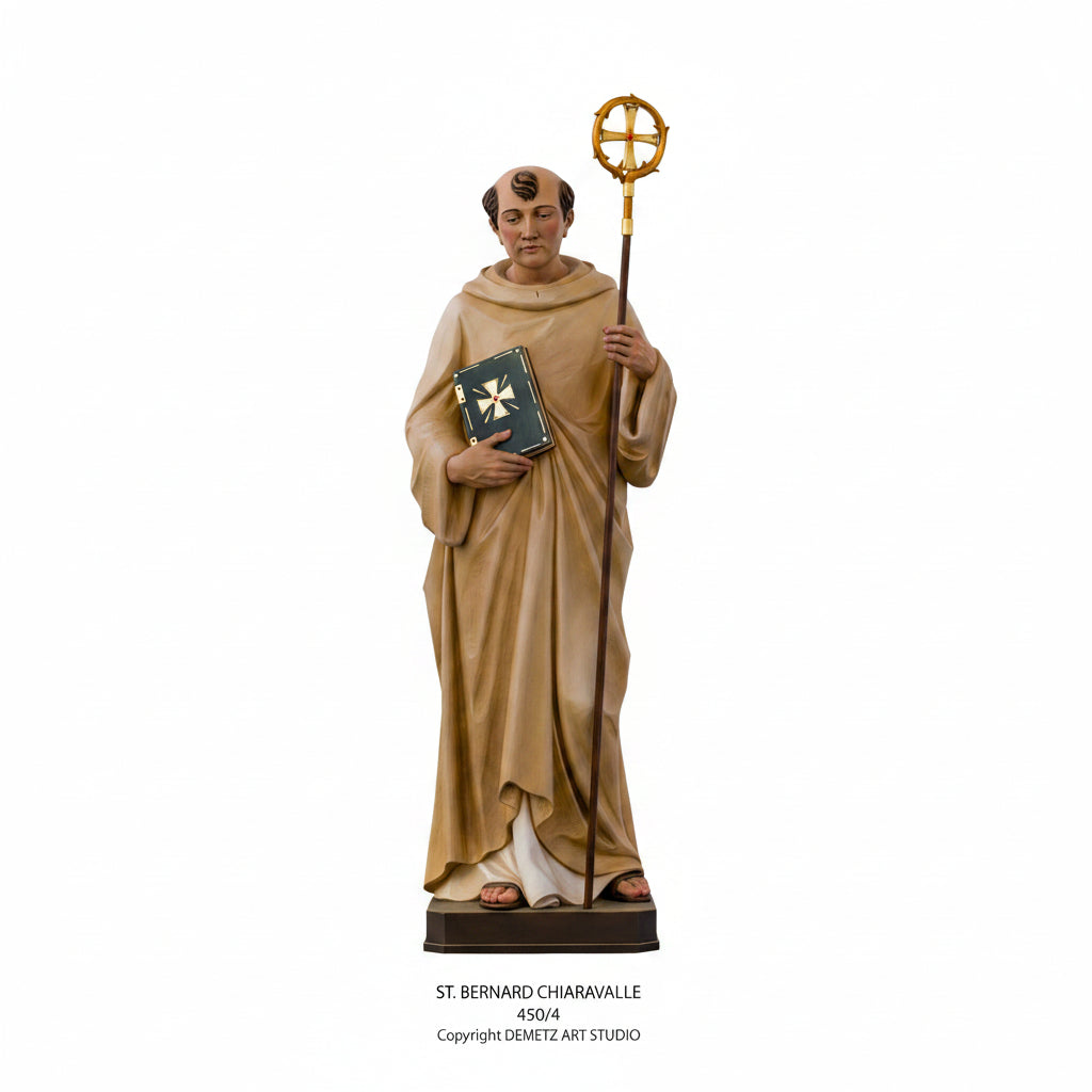 Wood Carved Statue of St. Bernard of Clairvaux by Demetz (450/4)