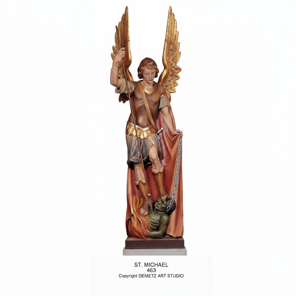 Wood Carved Statue of St. Michael by Demetz (463)