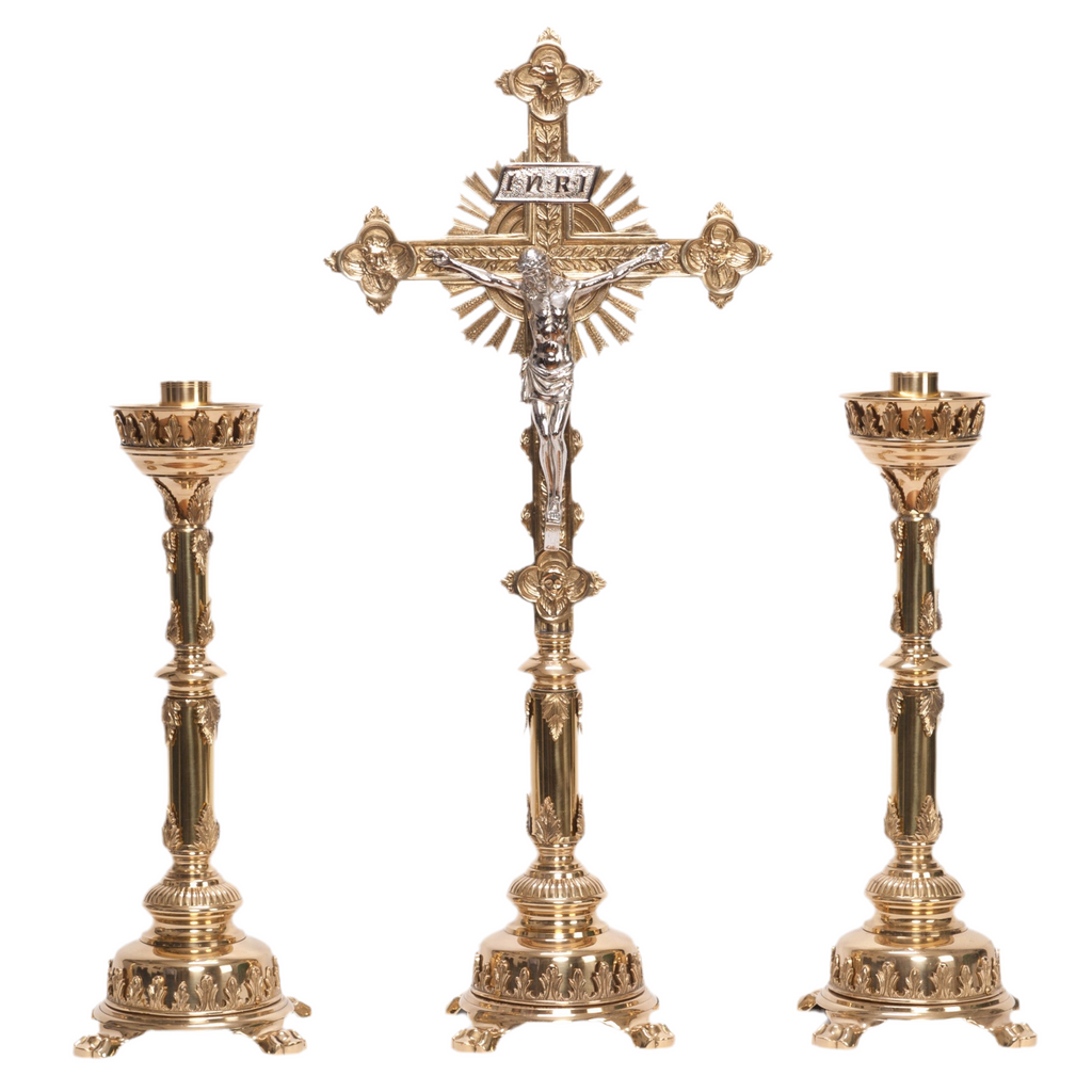 H-108B-SS Brass Stem Altar Crucifix