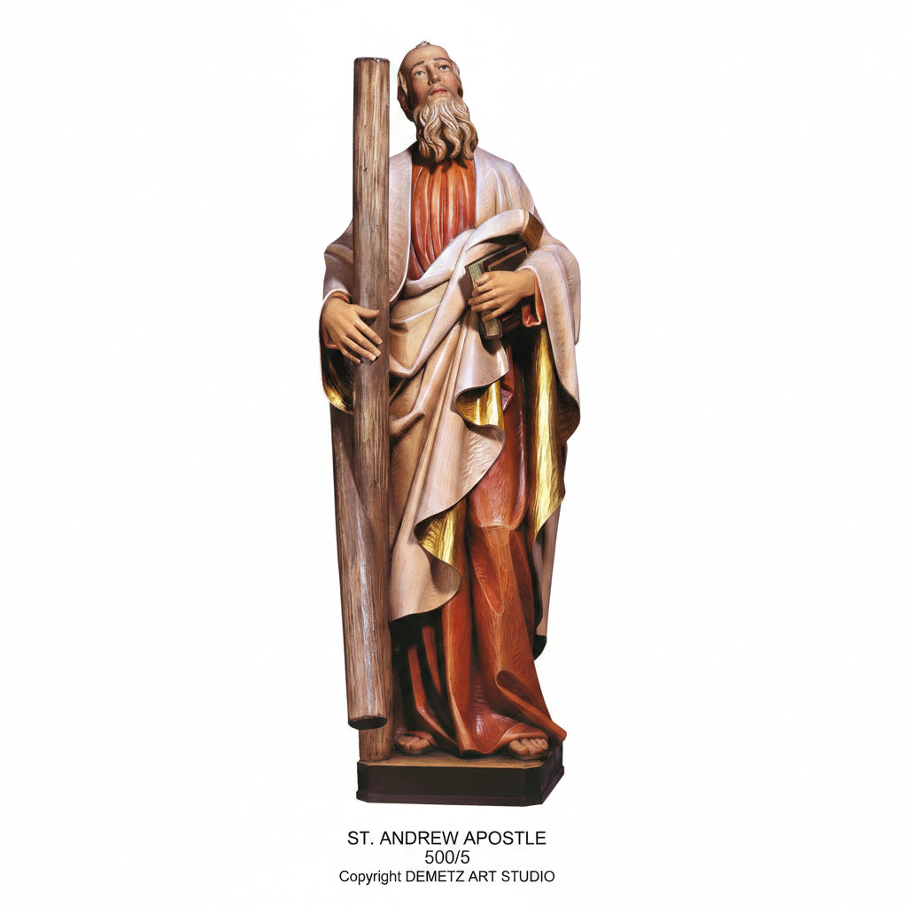 Wood Carved Statue of St. Andrew Apostle by Demetz (500/5)