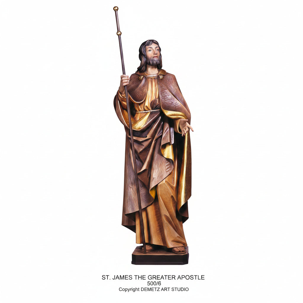 Wood Carved Statue of St. James The Greater Apostle by Demetz (500/6)