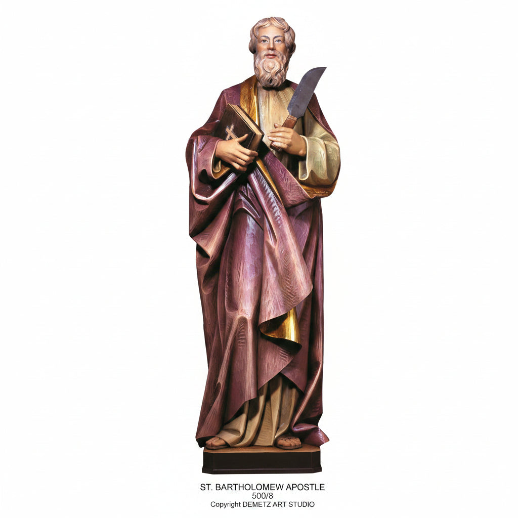 Wood Carved Statue of St. Bartholomew Apostle by Demetz (500/8)