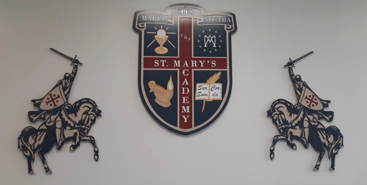 Custom Fabricated enameled metal Religious signage Fynders Keepers