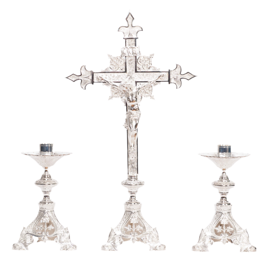 H-135ACSHS Silver Plated Altar Crucifix, SHORT