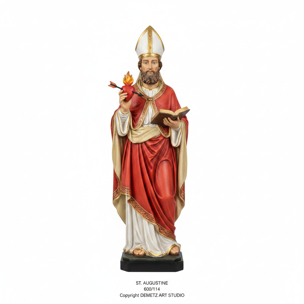 Wood Carved Statue of St. Augustine by Demetz (600/114)