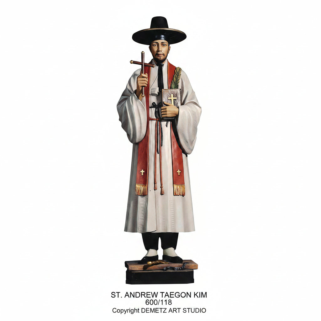 Wood Carved Statue of St. Andrew Taegon Kim by Demetz (600/118)
