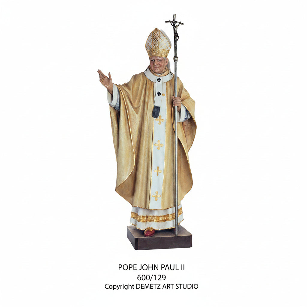 Wood Carved Statue of Pope John Paul II by Demetz (600/129)