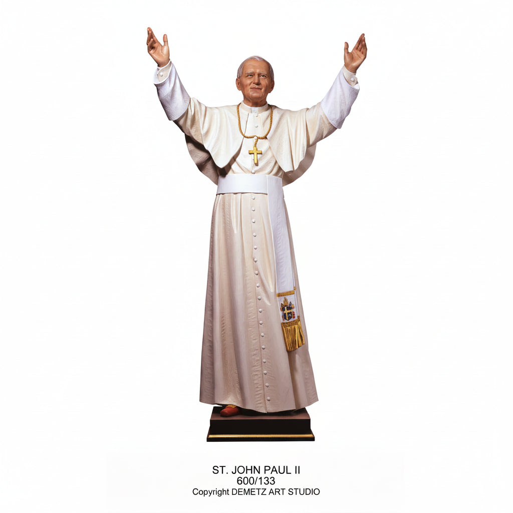 Wood Carved Statue of Pope John Paul II by Demetz (600/133)