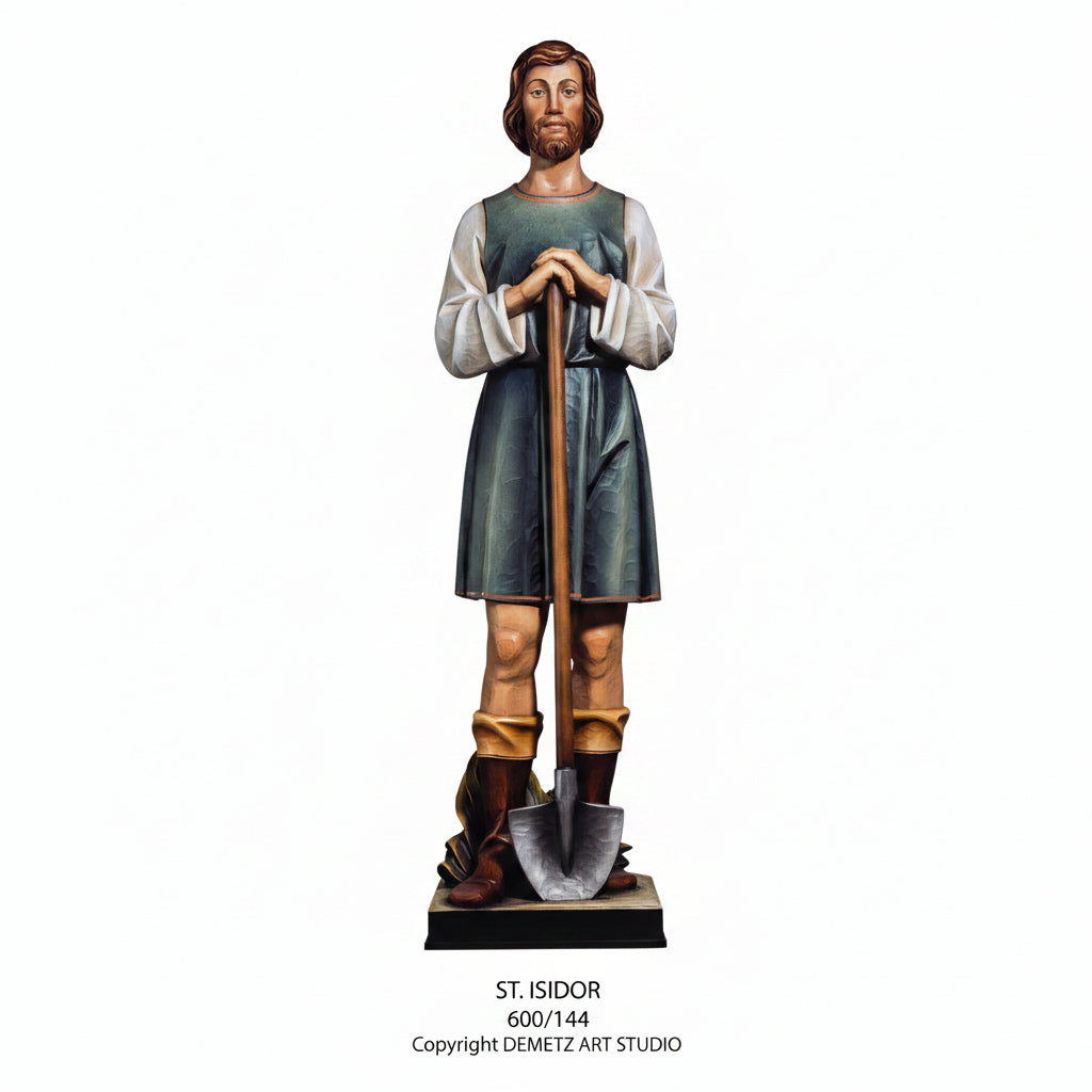 Wood Carved Statue of St. Isidore by Demetz (600/144)