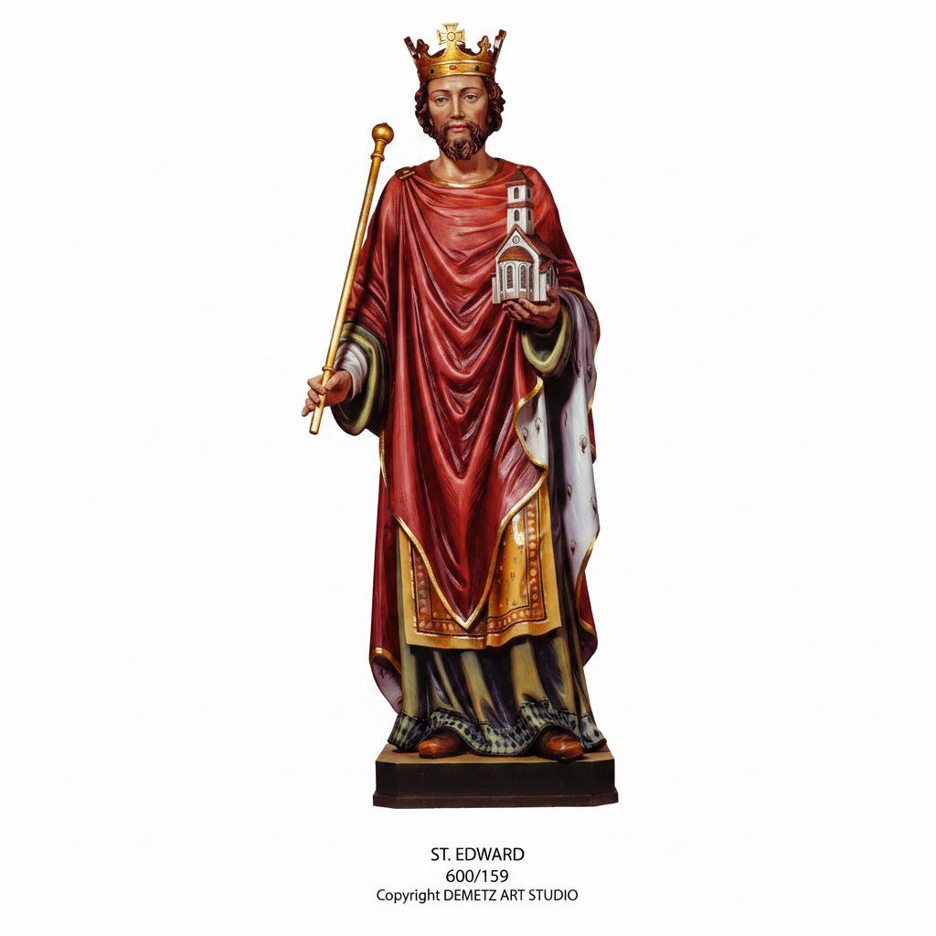 Wood Carved Statue of St. Edward The Confessor by Demetz (600/159)