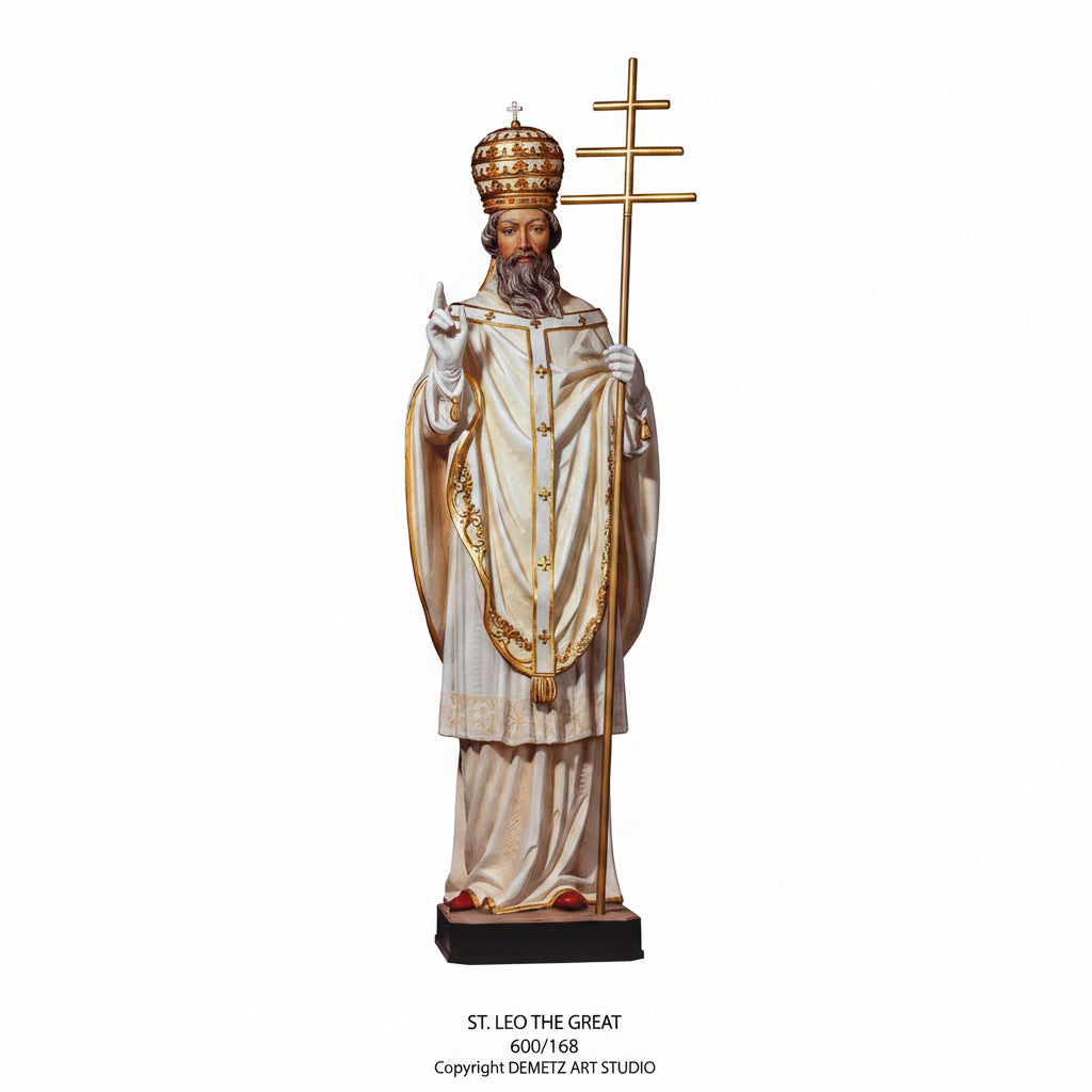 Wood Carved Statue of Pope Leo The Great by Demetz (600/168)