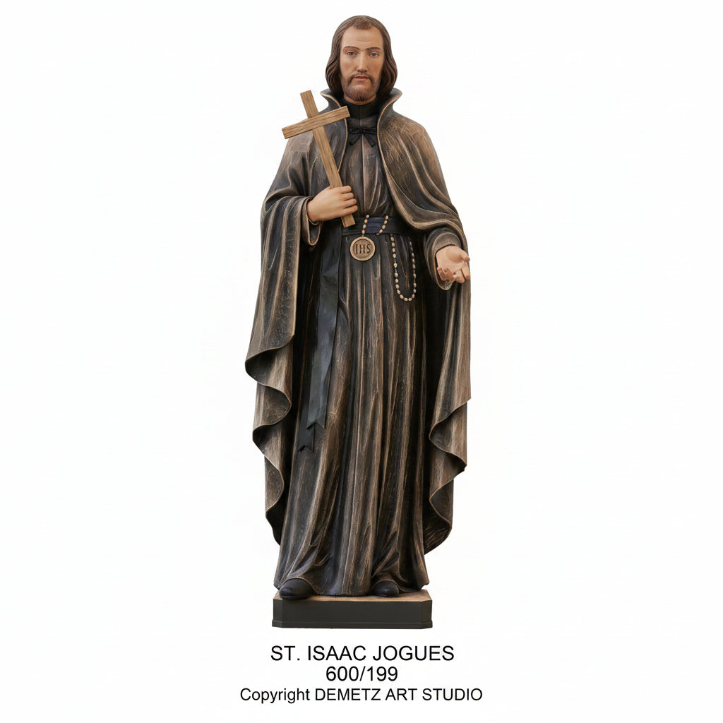 Wood Carved Statue of St. Isaac Jogues by Demetz (600/199)