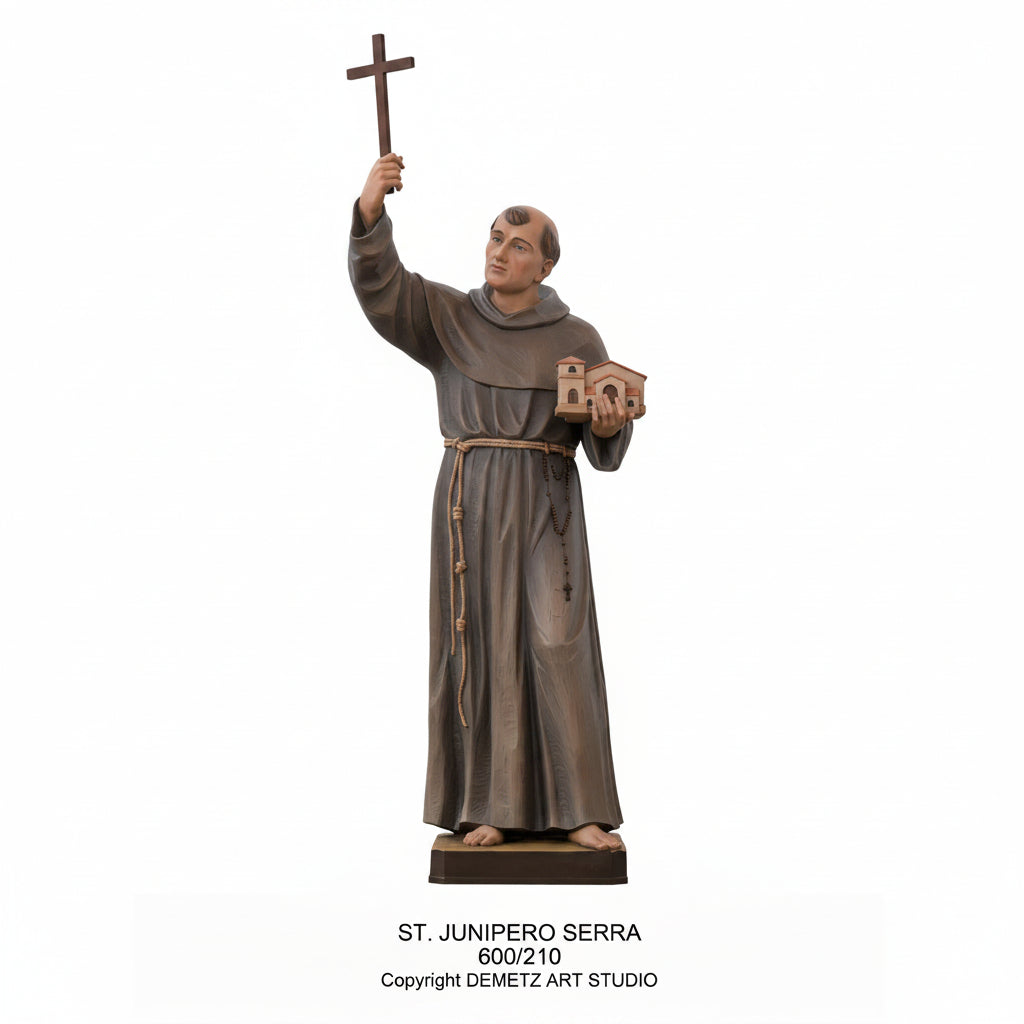 Wood Carved Statue of St. Junipero Serra by Demetz (600/210)