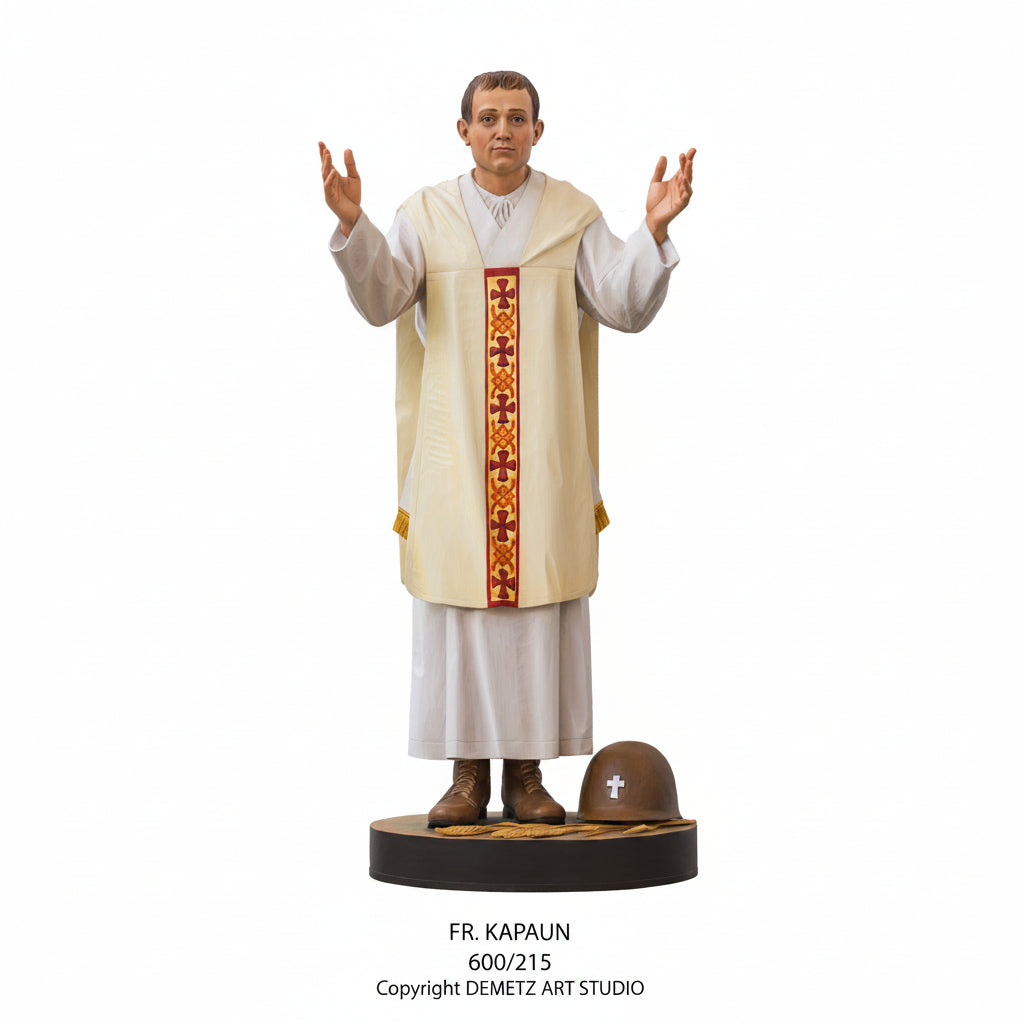 Wood Carved Statue of St. Father Emil Kapaun by Demetz (600/215)