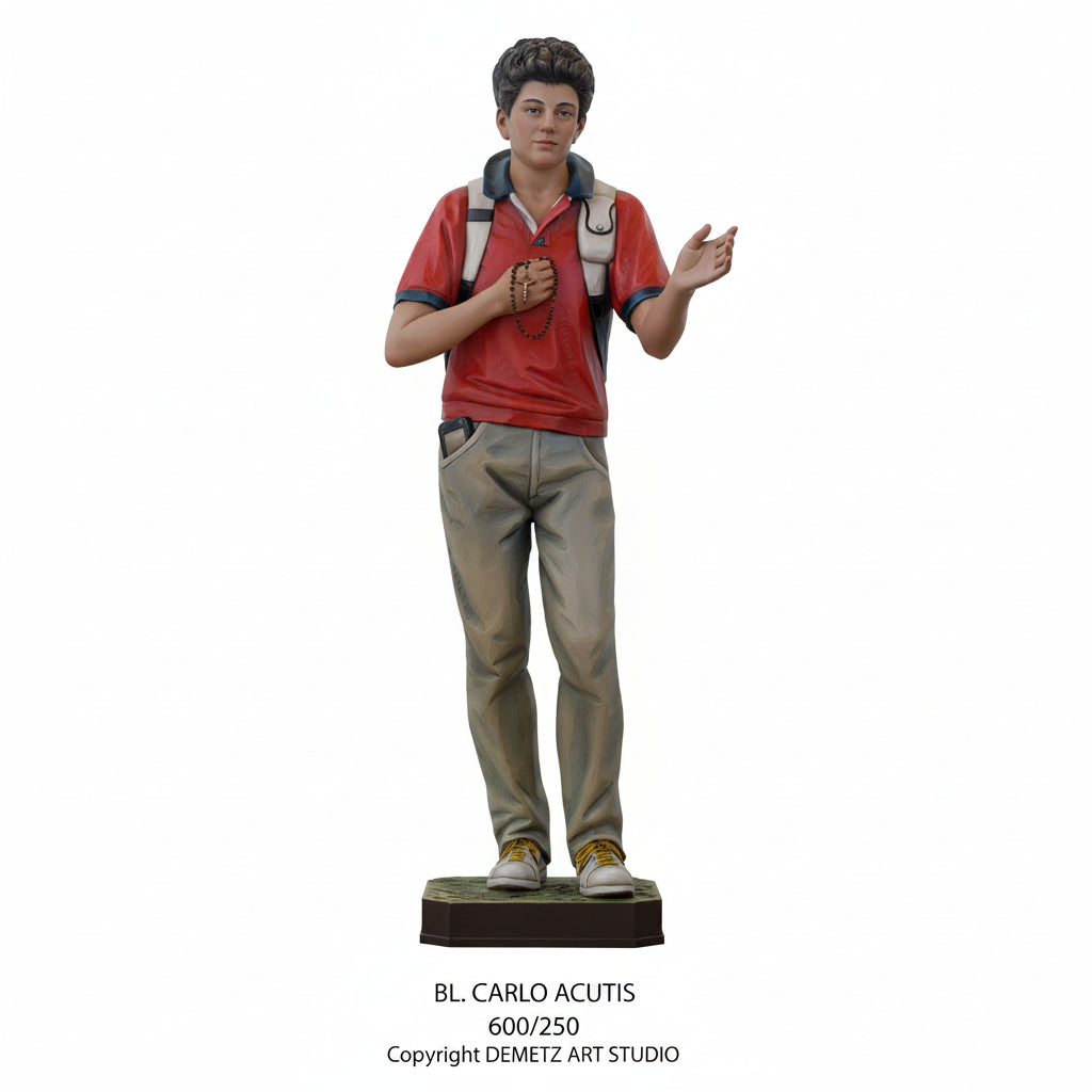 Wood Carved Statue of St. Carlo Acutis by Demetz (600/250)