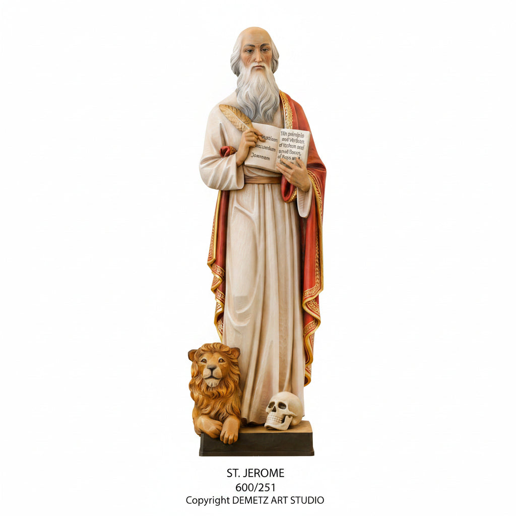 Wood Carved Statue of St. Jerome by Demetz (600/251)