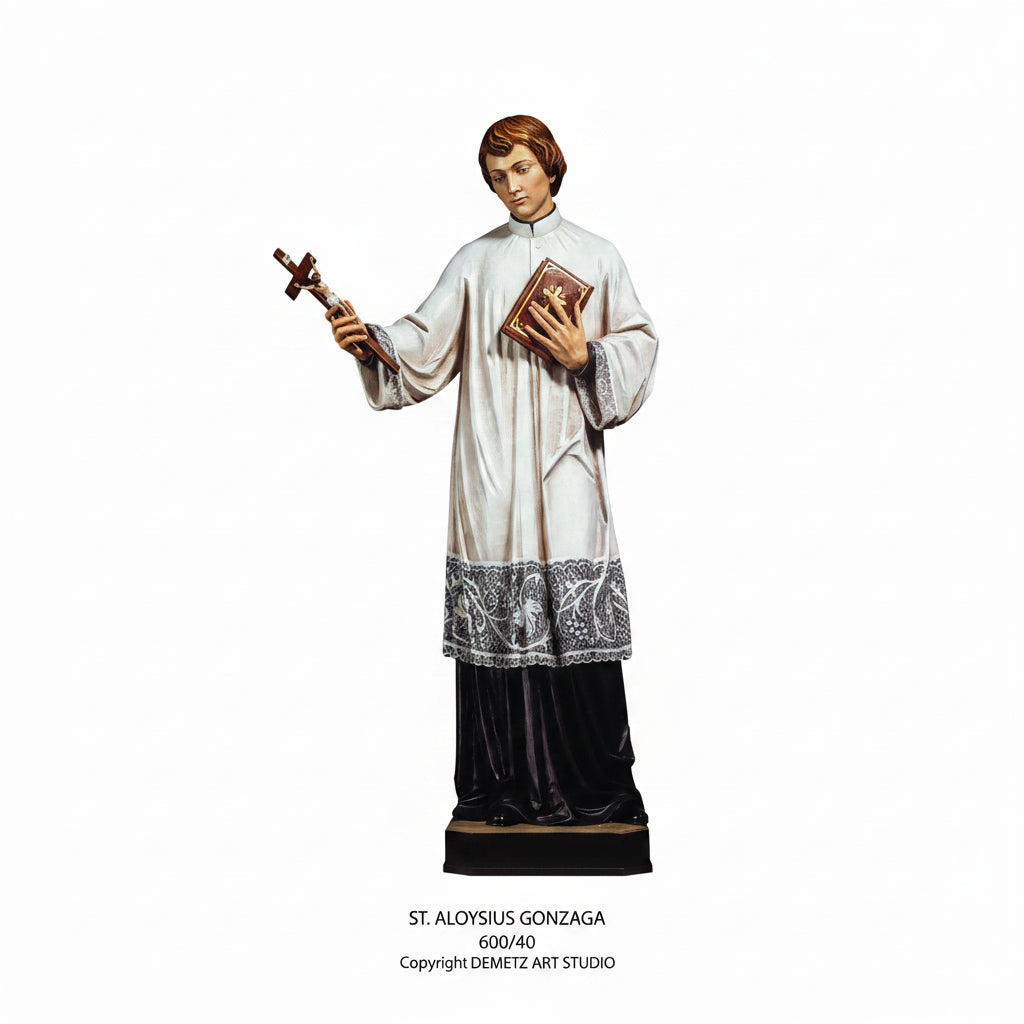 Wood Carved Statue of St. Aloysius Gonzaga by Demetz (600/40)
