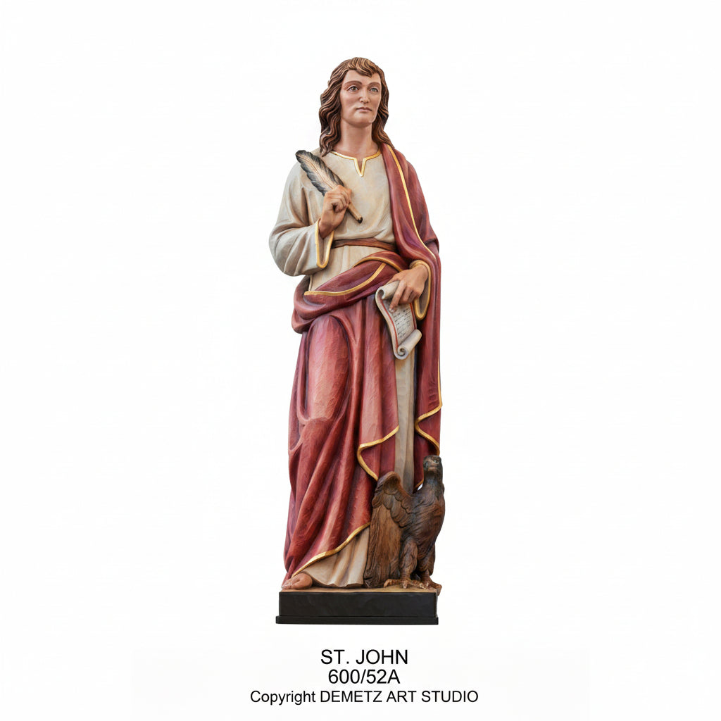 Wood Carved Statue of St. John, Four Evangelists by Demetz (600/52A)