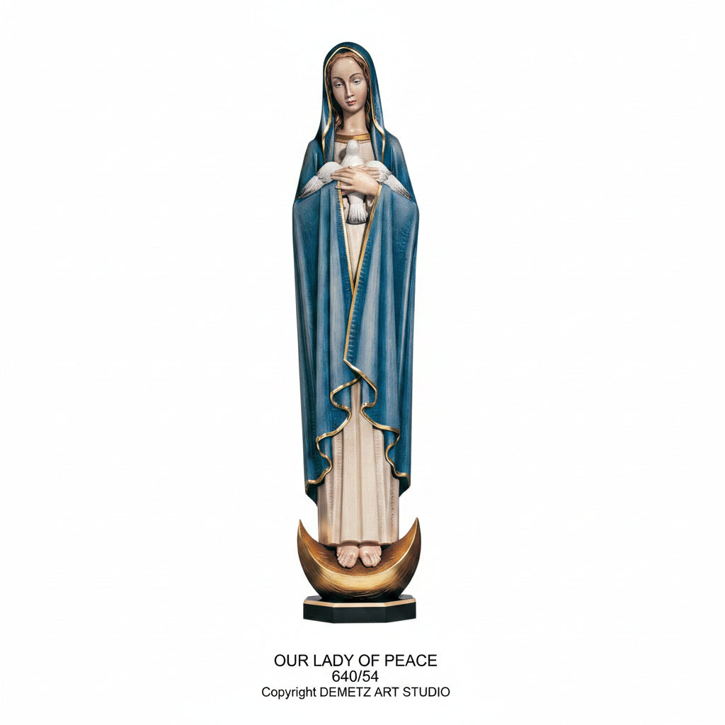 Wood Carved Statue of Our Lady of Peace by Demetz (640/54)