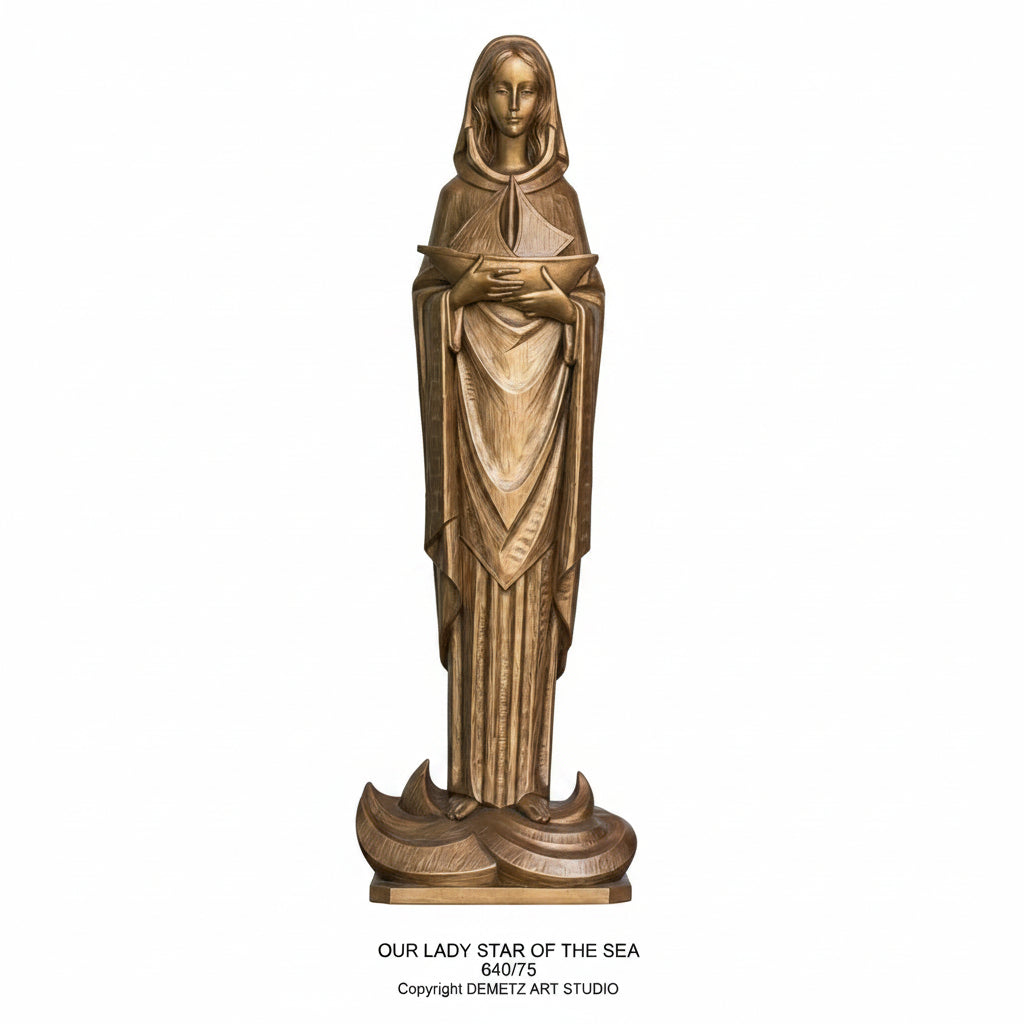 Wood Carved Statue of Our Lady Star of The Sea by Demetz (640/75)