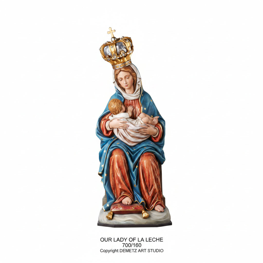 Wood Carved Statue of Mary, Our Lady of La Leche by Demetz (700/160)