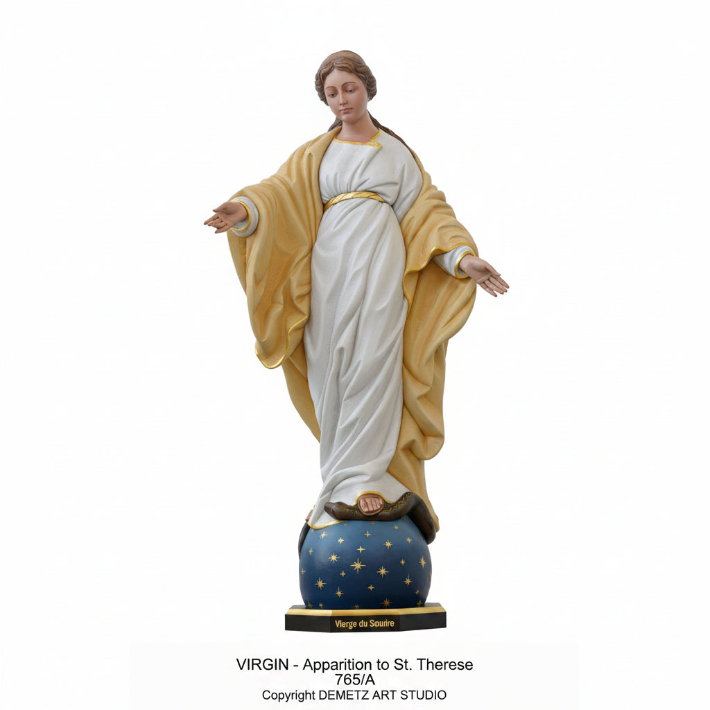 Wood Carved Statue of Apparition to St. Therese by Demetz (765A)