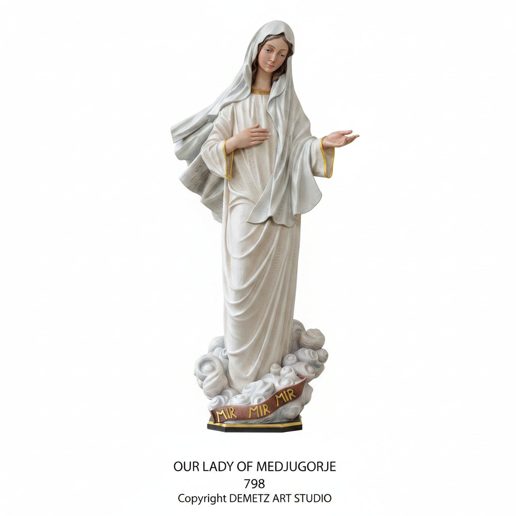 Wood Carved Statue of Our Lady of Medjugorje by Demetz (798)