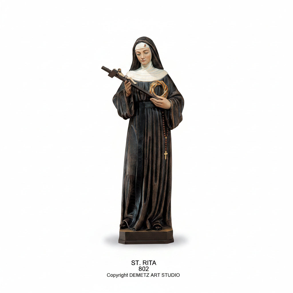 Wood Carved Statue of St. Rita by Demetz (802)
