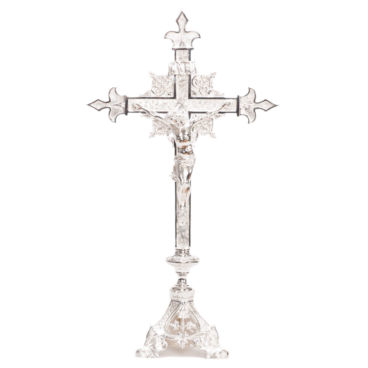 H-135ACSHS Silver Plated Altar Crucifix, SHORT