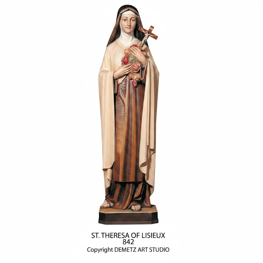 Wood Carved Statue of St. Therese of Lisieux by Demetz (842)