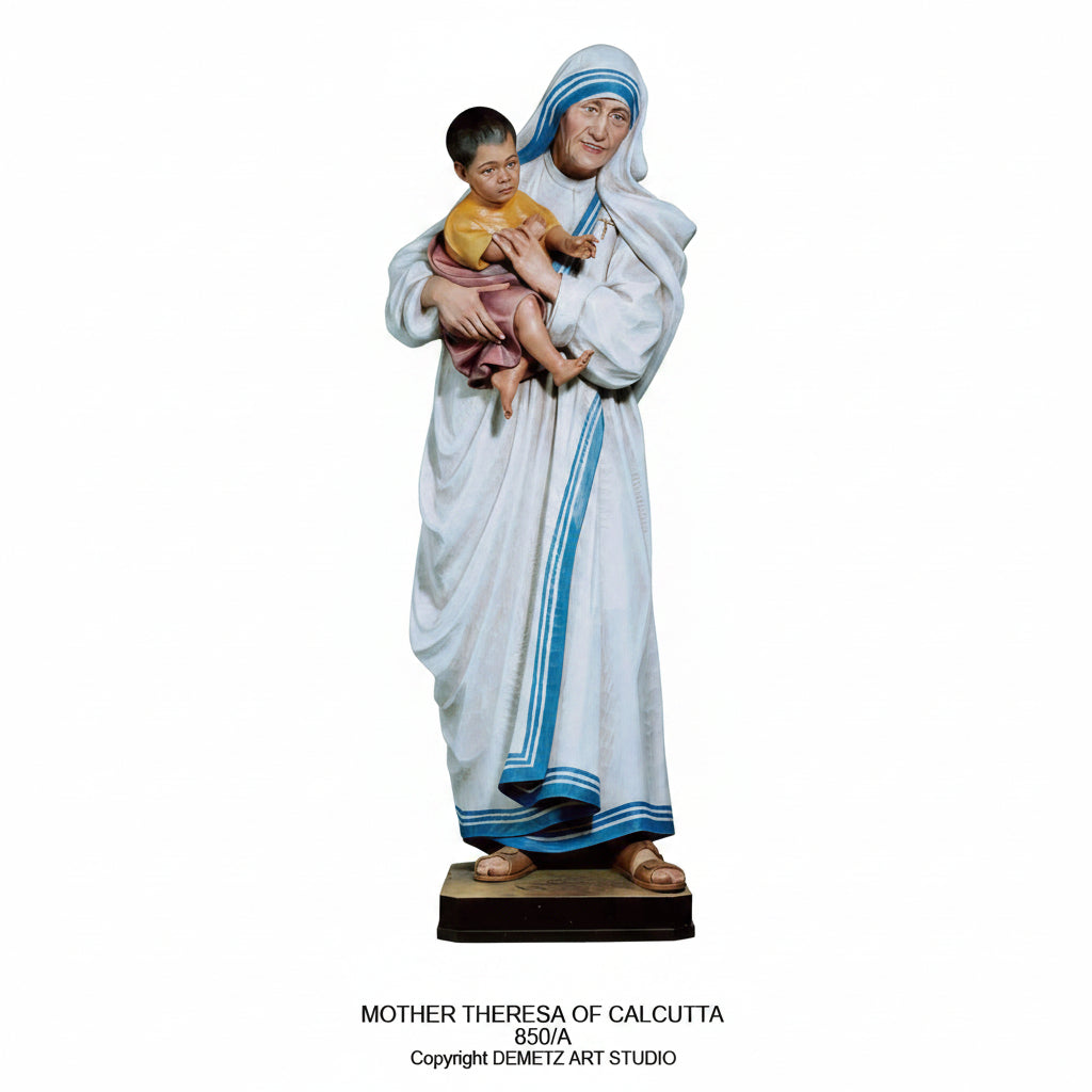 Wood Carved Statue of St. Teresa of Calcutta Standing by Demetz (850A)