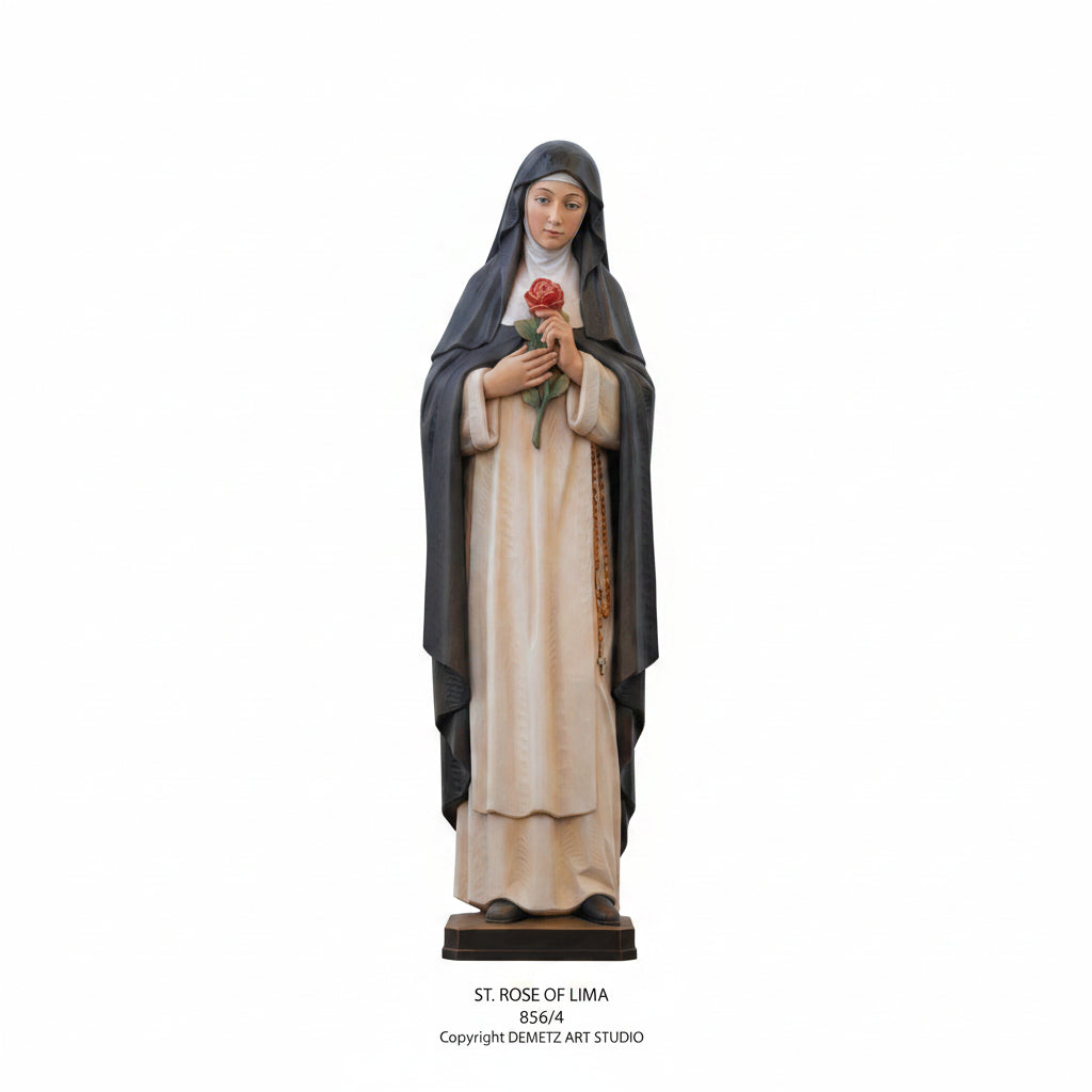 Wood Carved Statue of St. Rose of Lima by Demetz (856/4)