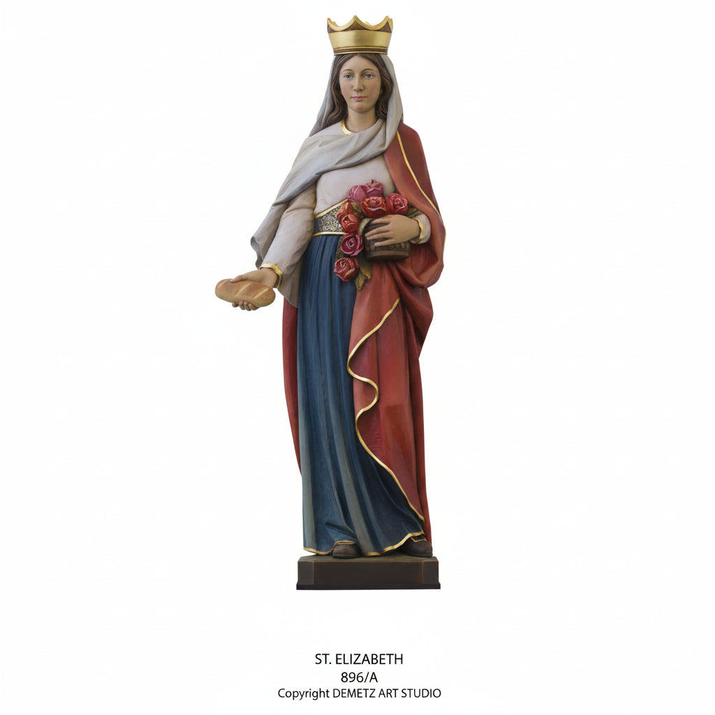 Wood Carved Statue of St. Elizabeth of Hungary by Demetz (896)