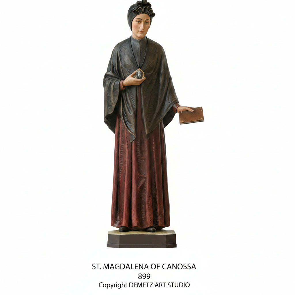 Wood Carved Statue of St. Magdalene of Canossa by Demetz (899)