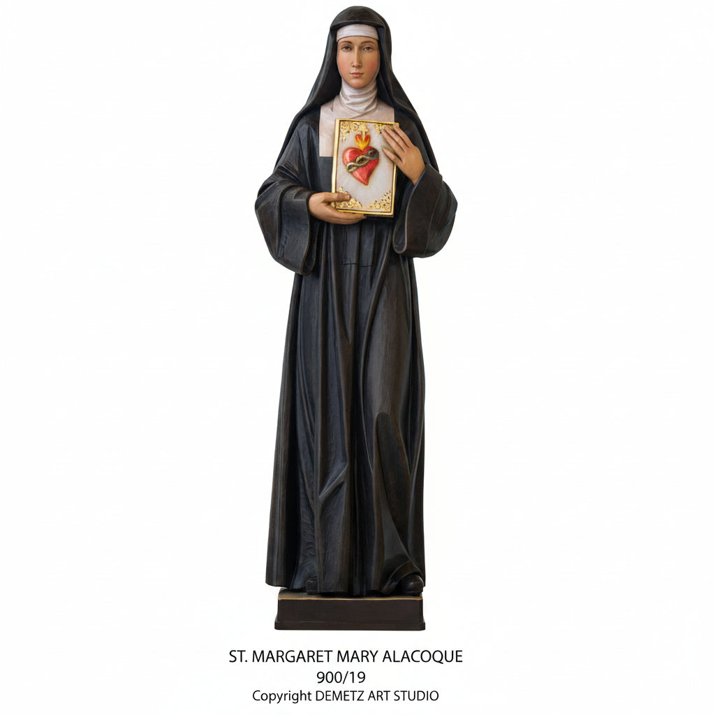 Wood Carved Statue of St. Margaret Mary Alacoque by Demetz (900/19)