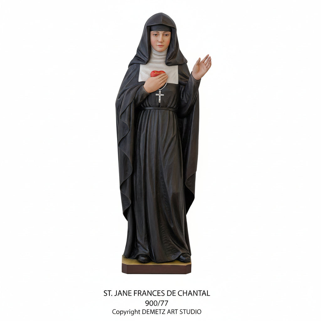 Wood Carved Statue of St. Jane De Chantal by Demetz (900/77)