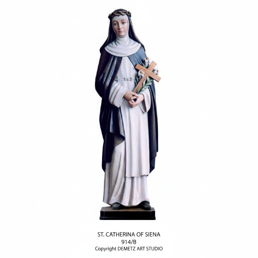 Wood Carved Statue of St. Catherine of Siena by Demetz (914B)