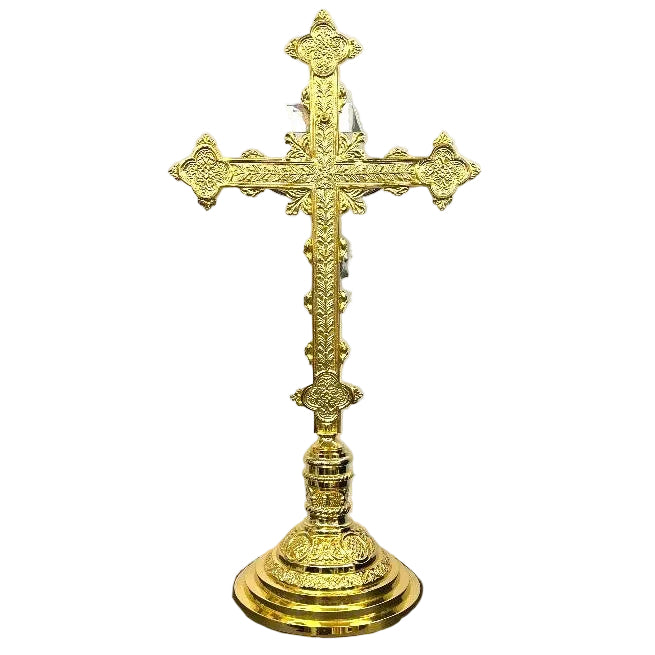 H-98ACSHG Short Gold Plated Altar Crucifix