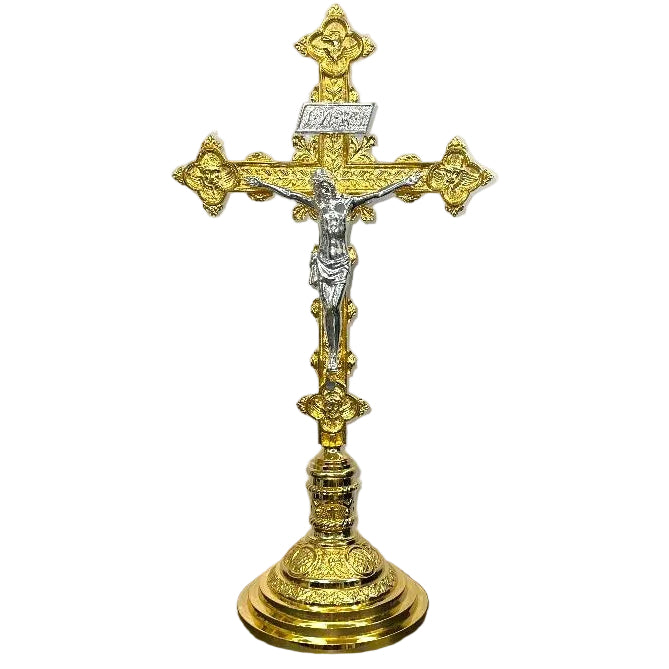 H-98ACSHG Short Gold Plated Altar Crucifix