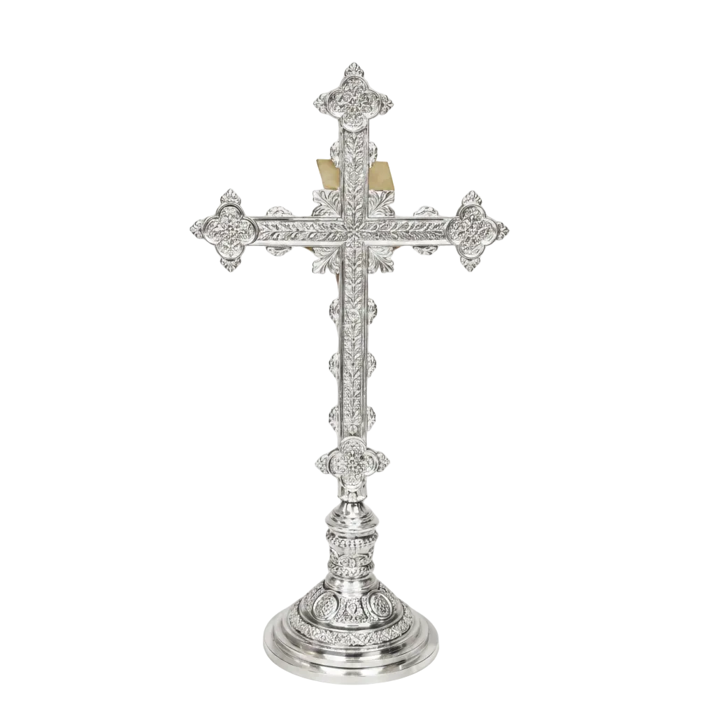 H-98ACSHS Short Silver Plated Altar Crucifix