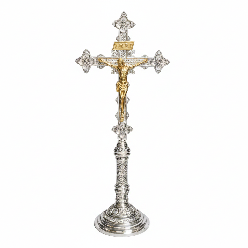 H-98ACS Silver Plated Altar Crucifix